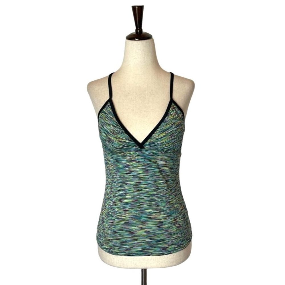 Athleta Green Multicolor Space Dye Racerback Kata‎ Tankini Top Size Small